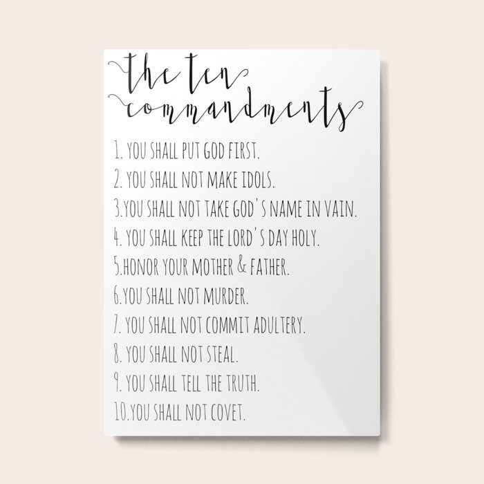 The Ten Commandments Exodus 20 Metal Print By Three Bee Boutique Design Society6