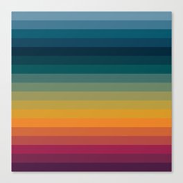 Colorful Abstract Vintage 70s Style Retro Rainbow Summer Stripes Canvas Print