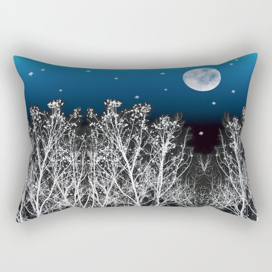 White Woods Moon Rectangular Pillow