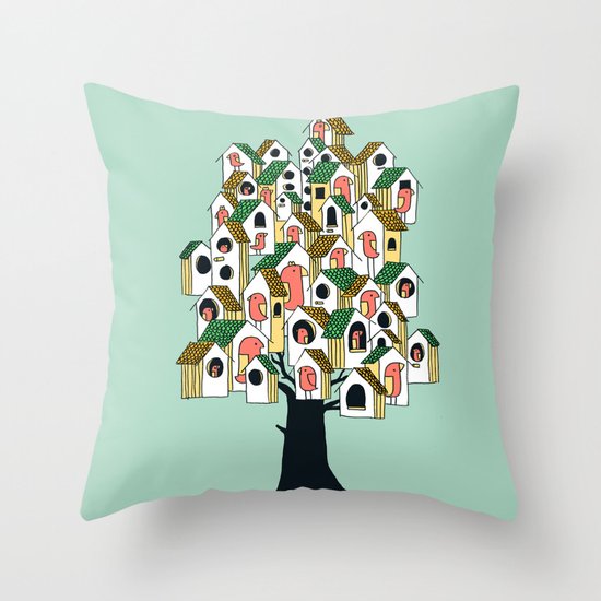 Bird houses Throw Pillow