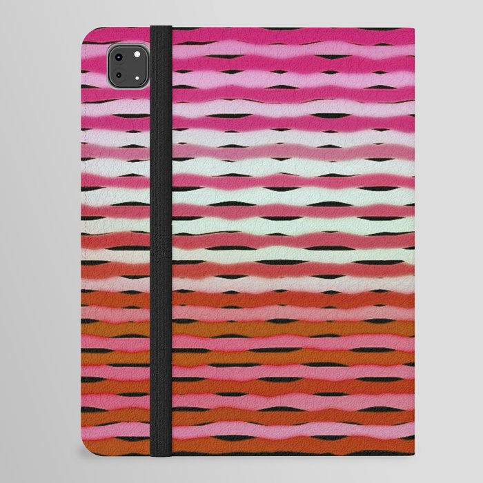 Abstract Ombre Waves Pink White Red iPad Folio Case