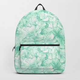 seafoam green floral azalea flowering flower bouquet pattern Backpack