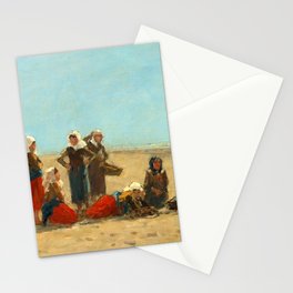 Women on the Beach at Berck, 1881 by Eugene Boudin Stationery Card
