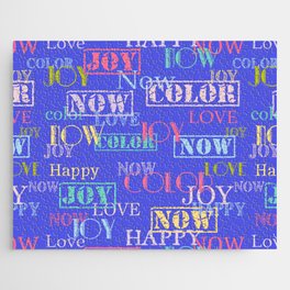 Enjoy The Colors - Colorful typography modern abstract pattern on  Happy Blue color Jigsaw Puzzle
