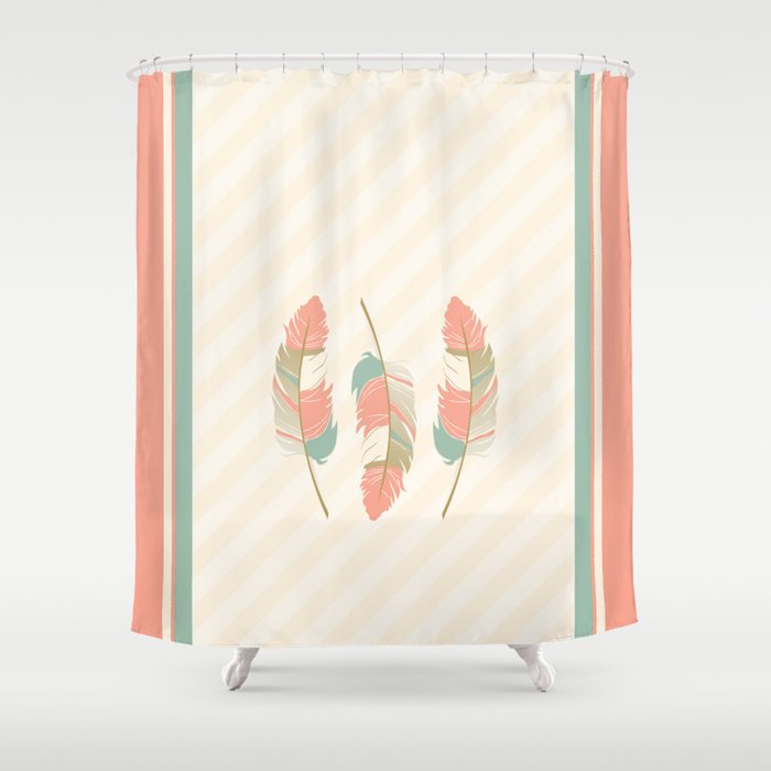 Coral and deals mint shower curtain