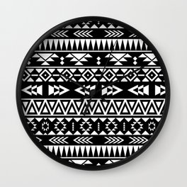 White and black aztec pattern Wall Clock