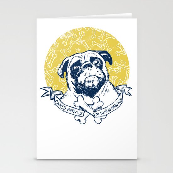 Pug : Small dog, big attitude. Stationery Cards