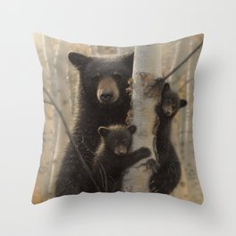 Black Bear Cubs - Mama Bear Throw Pillow