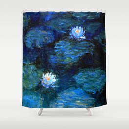 monet water lilies 1899 blue Teal Shower Curtain