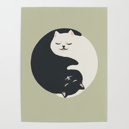 Hidden cat 26 yin yang hug Poster