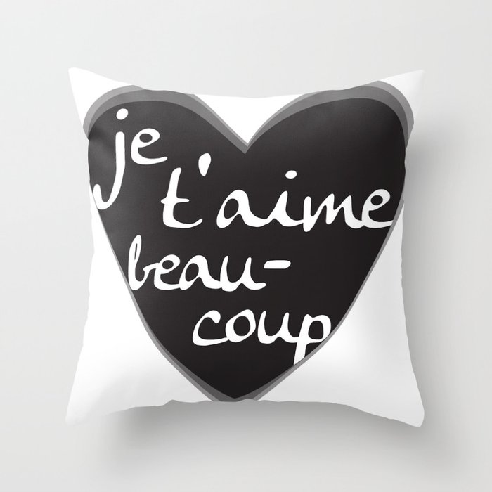 Get Wallpaper Je T Aime Beaucoup Black Heart Throw Pillow By Aldariartstudio Desktop Wallpaper