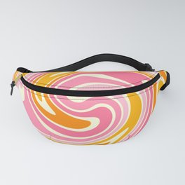 Cute Swirl Abstract 70s Retro Pink Orange Fanny Pack