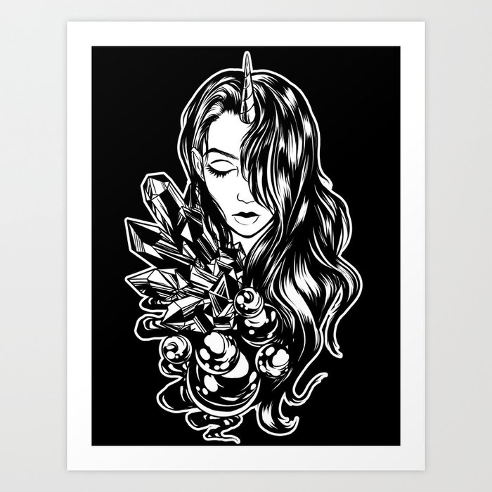 Dark Unicorn Girl Art Print By Retkikosmos Society6