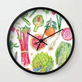 Spring Harvest Watercolour - White Wall Clock
