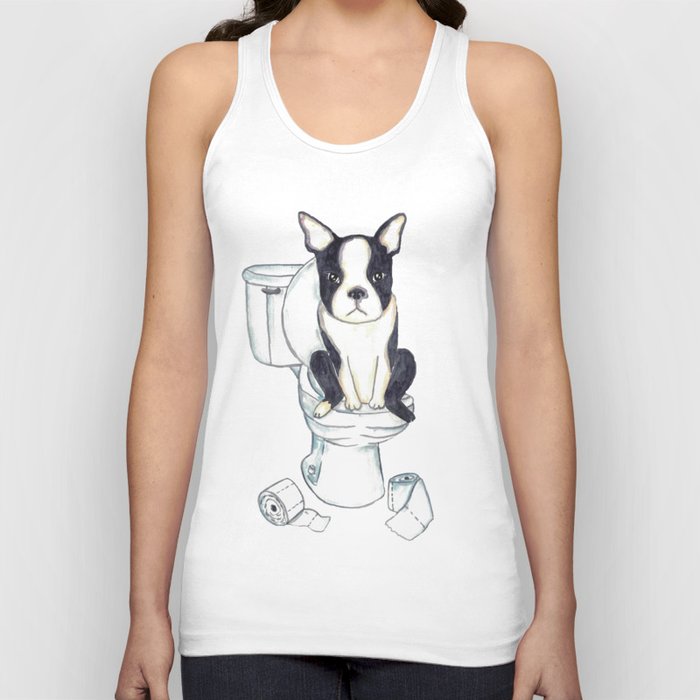 Boston terrier toilet Painting Wall Poster Watercolor Tank Top