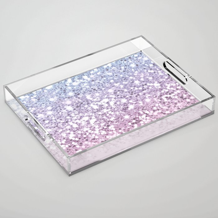 Sparkly Unicorn Pink Glitter Ombre Acrylic Tray By Nlmiller07art