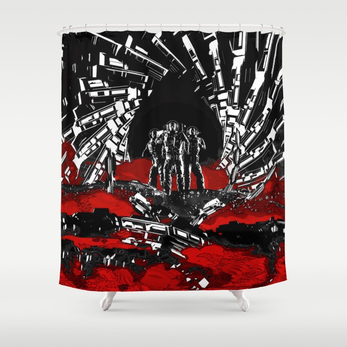 Astro Raiders Shower Curtain By Grandeduc Society6 Astro Raiders Shower Curtain