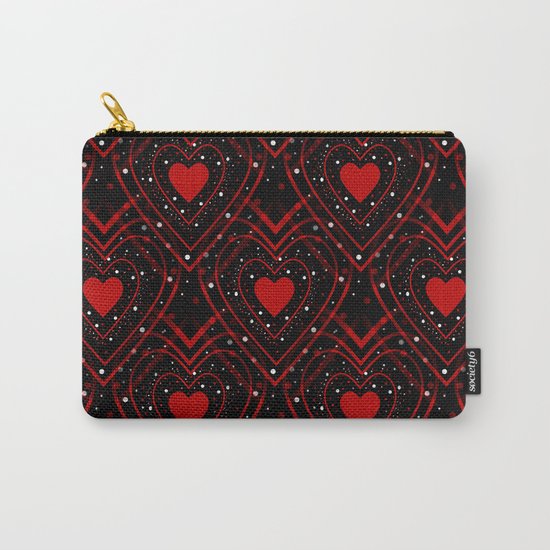 Black And Red Hearts Carry-All Pouch