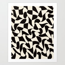  Black&White Warped Wavy Check Art Print