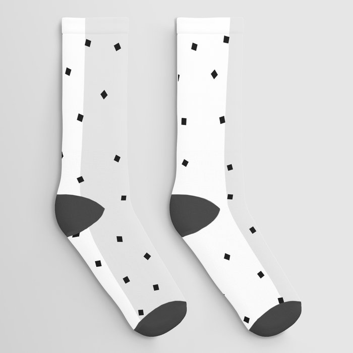 Simple Christmas seamless pattern Black Confetti on Silver Grey and White Stripes Background Socks