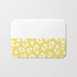 White Leopard Print Lace Horizontal Split on Sunshine Yellow Bath Mat