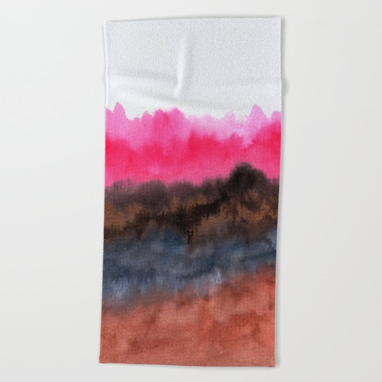 Watercolor abstract landscape 22 Beach Towel