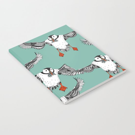 Atlantic Puffins mint Notebook