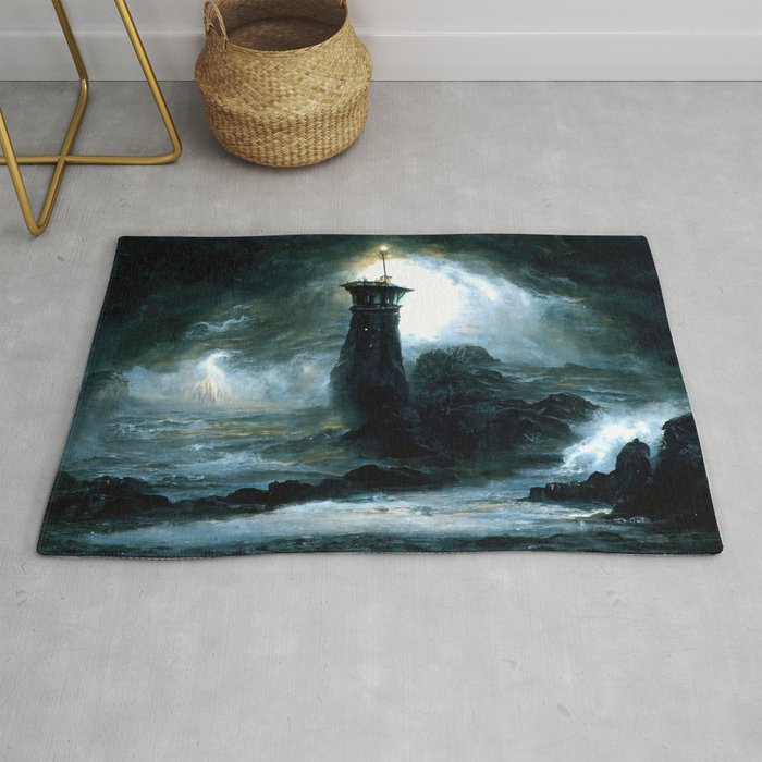 A lighthouse in the storm Rug