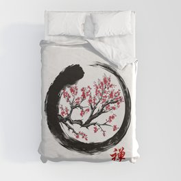 Japanese Calligraphy Zen Buddhist Enso Circle Shirt -  Mindfulness Art for Meditation Duvet Cover