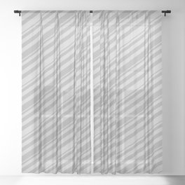 [ Thumbnail: Light Gray and Dark Gray Colored Lines Pattern Sheer Curtain ]
