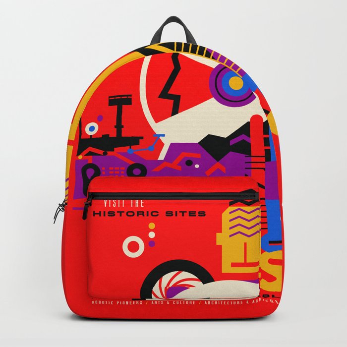 NASA Mars The Red Planet Retro Poster Futuristic Best Quality Backpack