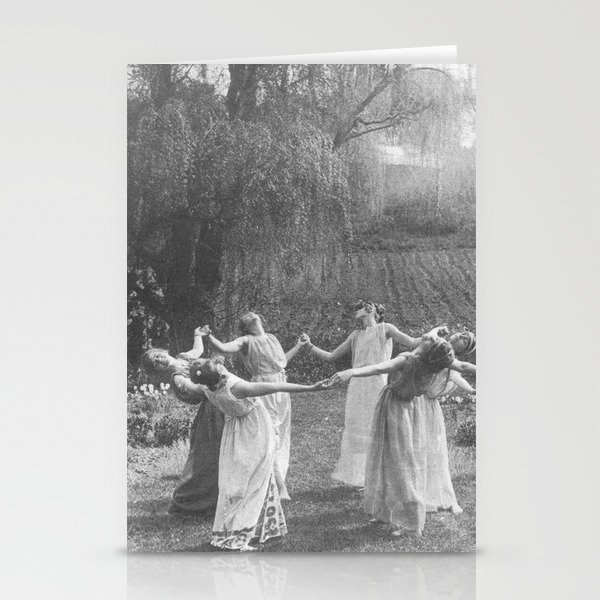 Circle Of Witches Vintage Women Dancing Black And White Stationery Cards