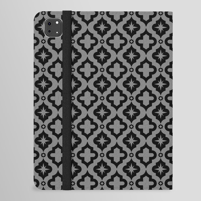Grey and Black Ornamental Arabic Pattern iPad Folio Case