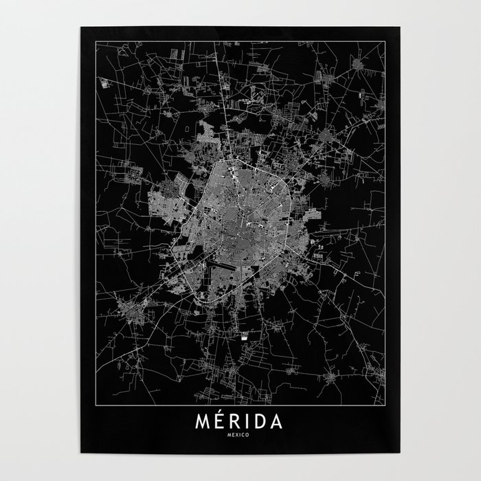 Merida Black Map Poster