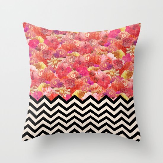 Chevron Flora Throw Pillow