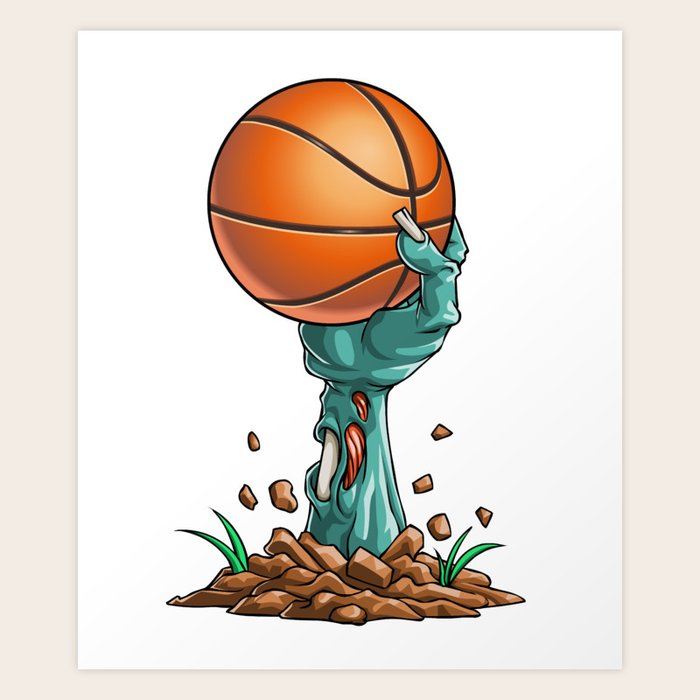 Zombie Hands Basketball Funny Halloween Horror Scary Art Print By
