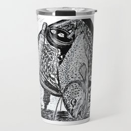 "Catch & Release" Trout Fly Fishing Art Travel Mug