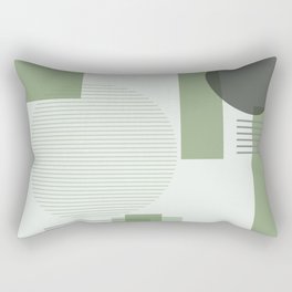 Green Sage Squares and Circles Earth Tones Rectangular Pillow