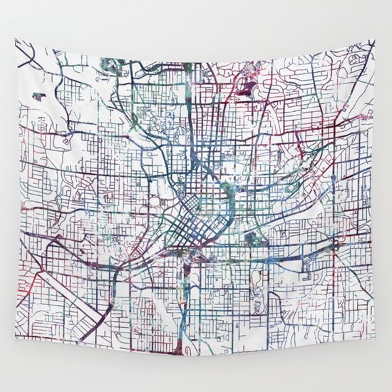 Atlanta map Wall Tapestry by mapmapmapswatercolors  Society6