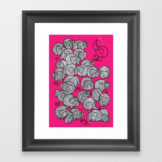 Elephants Never Forget to Party - PINK Framed Art Print