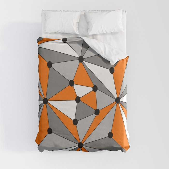 Abstract geometric pattern - orange, gray, black and white. Duvet Cover