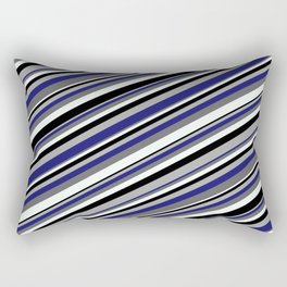 [ Thumbnail: Eye-catching Dark Grey, Midnight Blue, Dim Gray, Mint Cream & Black Colored Pattern of Stripes Rectangular Pillow ]