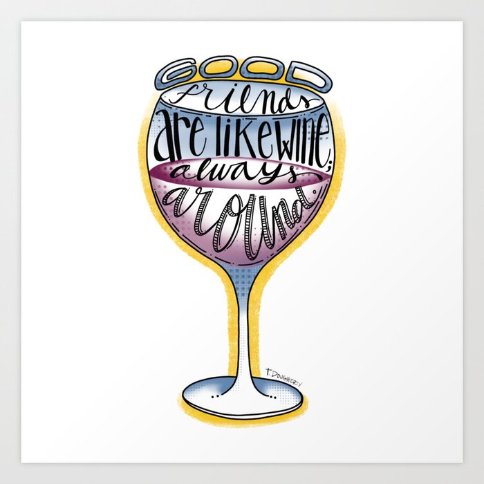 Wine & Friends Art Print