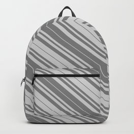 [ Thumbnail: Gray & Light Grey Colored Lined Pattern Backpack ]