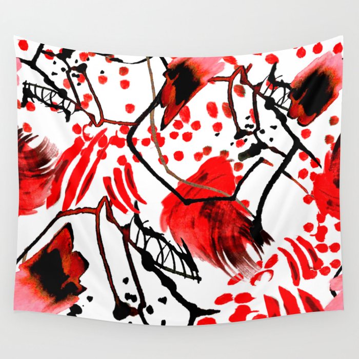 Electrical Spots in Red! Wall Tapestry