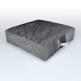 Row of trees in fog Outdoor Floor Cushion