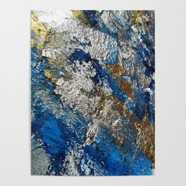 blue , and gold modern abstract  Poster