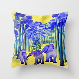 Elephant Encounter II Throw Pillow