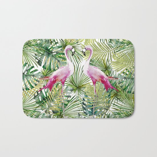 Aloha Flamingo Bird Animal in Jungle Bath Mat