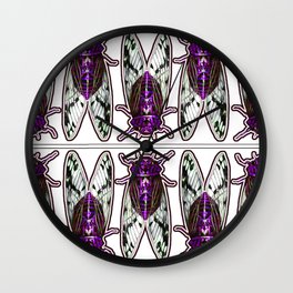 Purple Cicadas Wall Clock